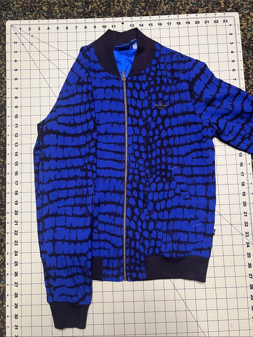 adidas Originals Blue and Black Patterned Bomber Jacket